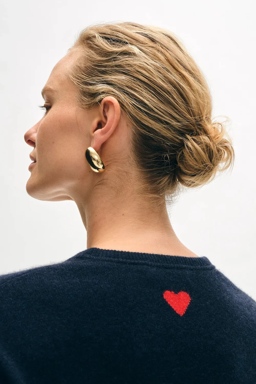 White   Warren Cashmere Mini Heart Sweatshirt