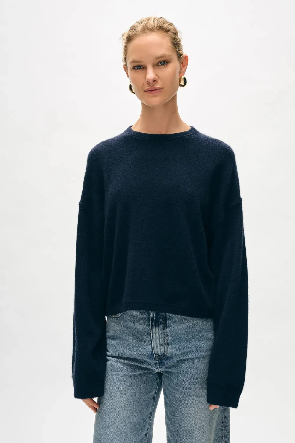 White   Warren Cashmere Mini Heart Sweatshirt