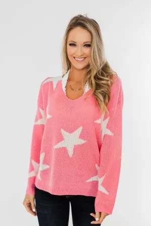 Wishing On A Star Knitted Sweater- Vibrant Pink