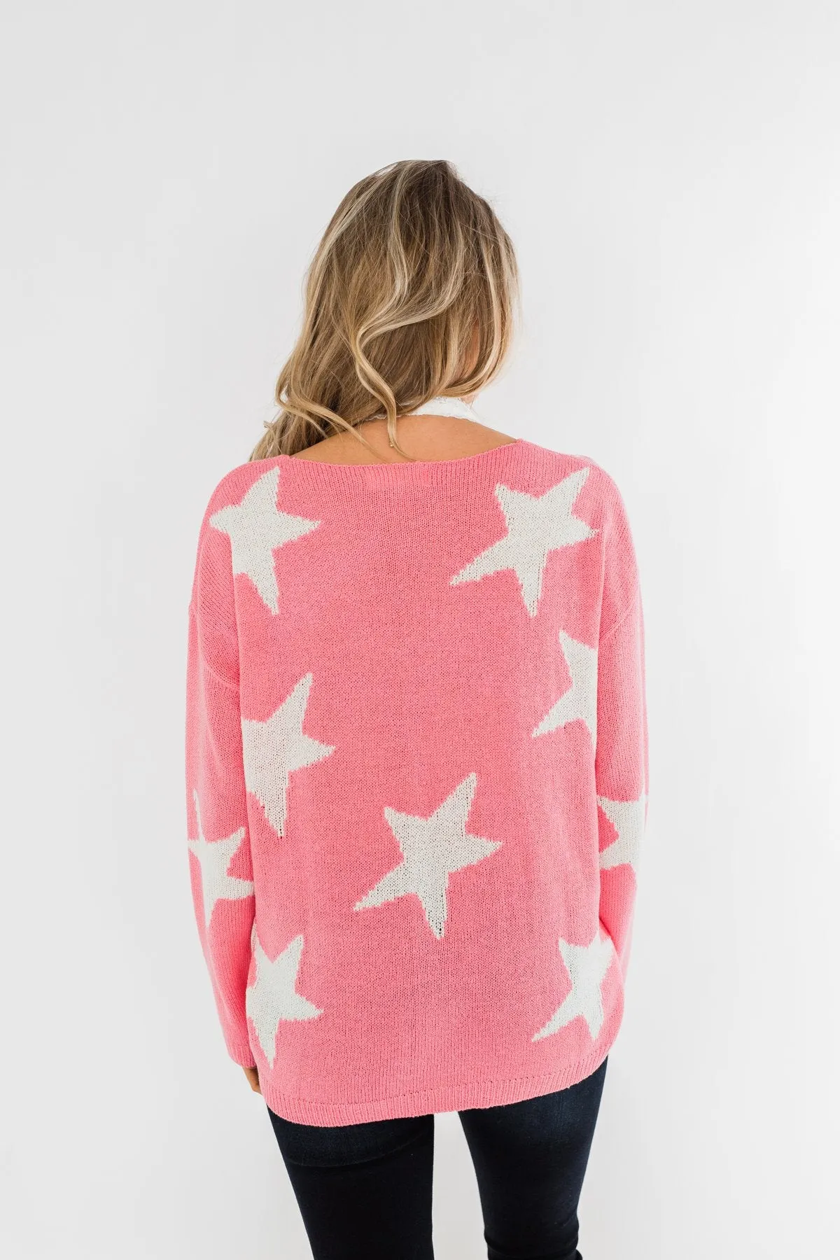 Wishing On A Star Knitted Sweater- Vibrant Pink