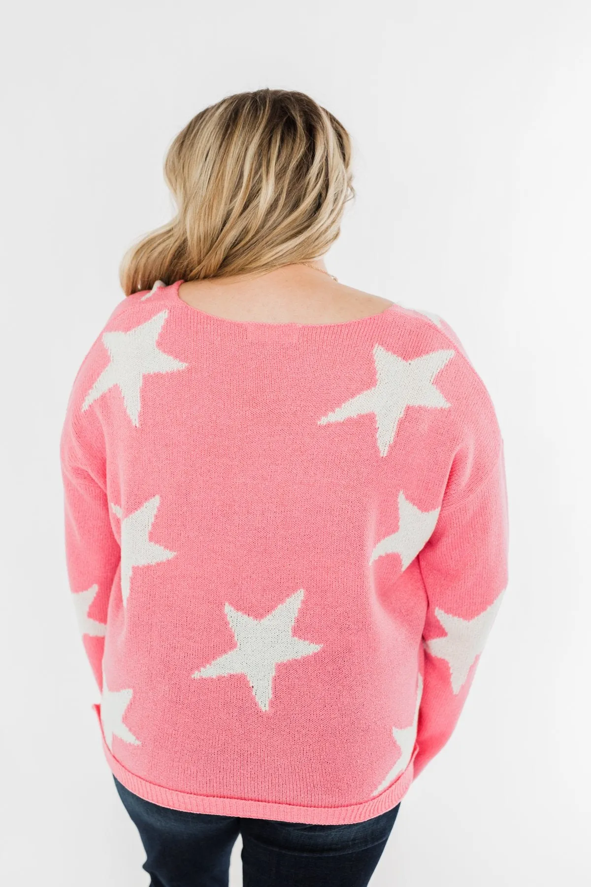 Wishing On A Star Knitted Sweater- Vibrant Pink