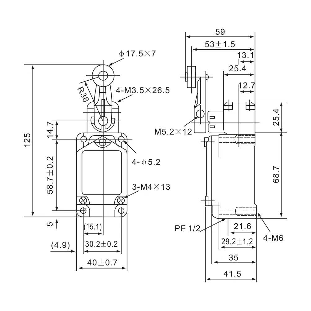WLCA2-2 Micro Limit Switch with Adjustable Lever Roller Arm
