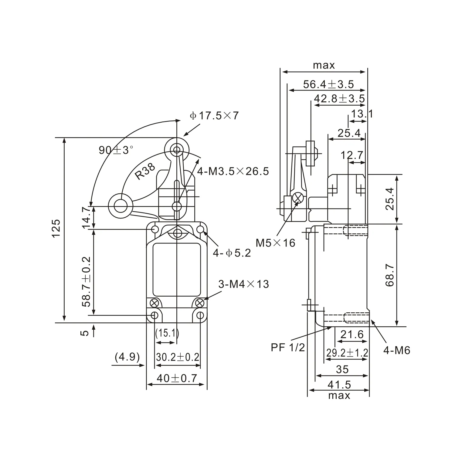 WLCA32-41 Adjustable Stainless Steel Roller Limit Switch