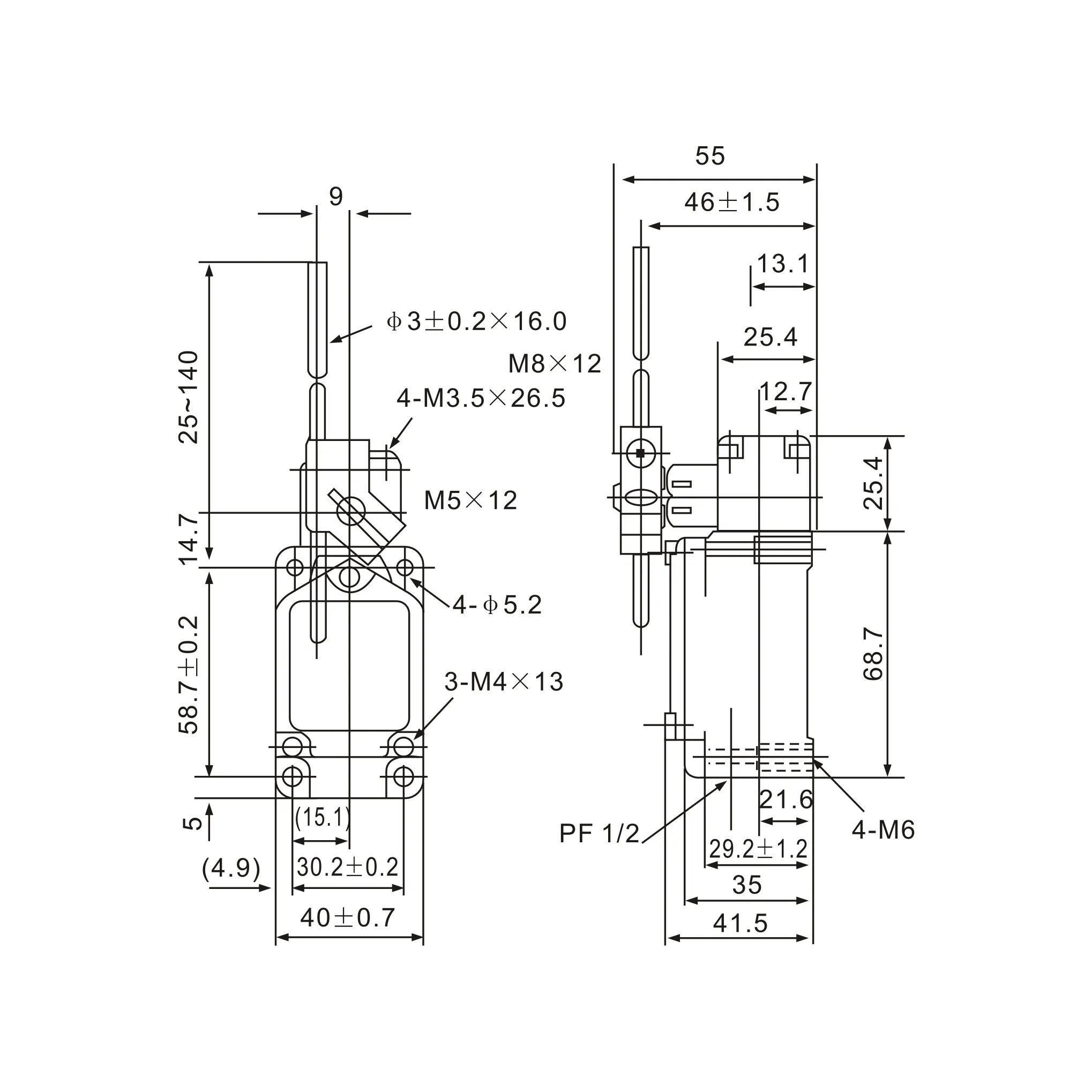 WLCL Adjustable Rod Lever Limit Switch