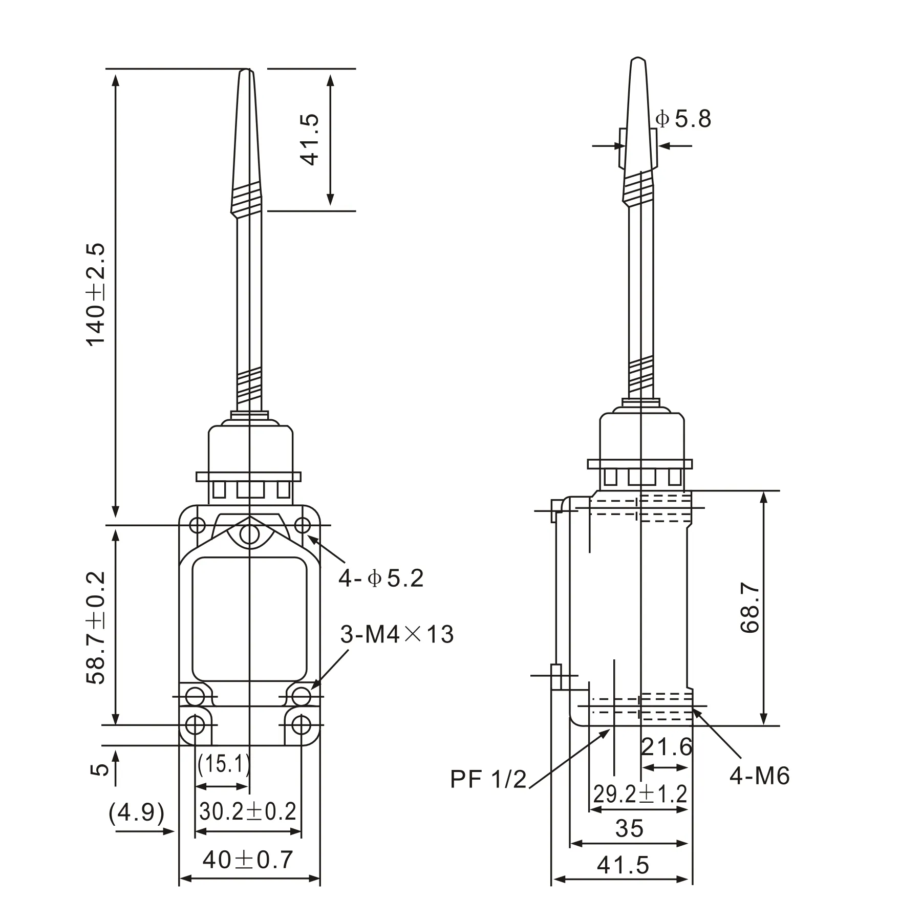 WLNJ-2 Plastic Rod Cover Limit Switch