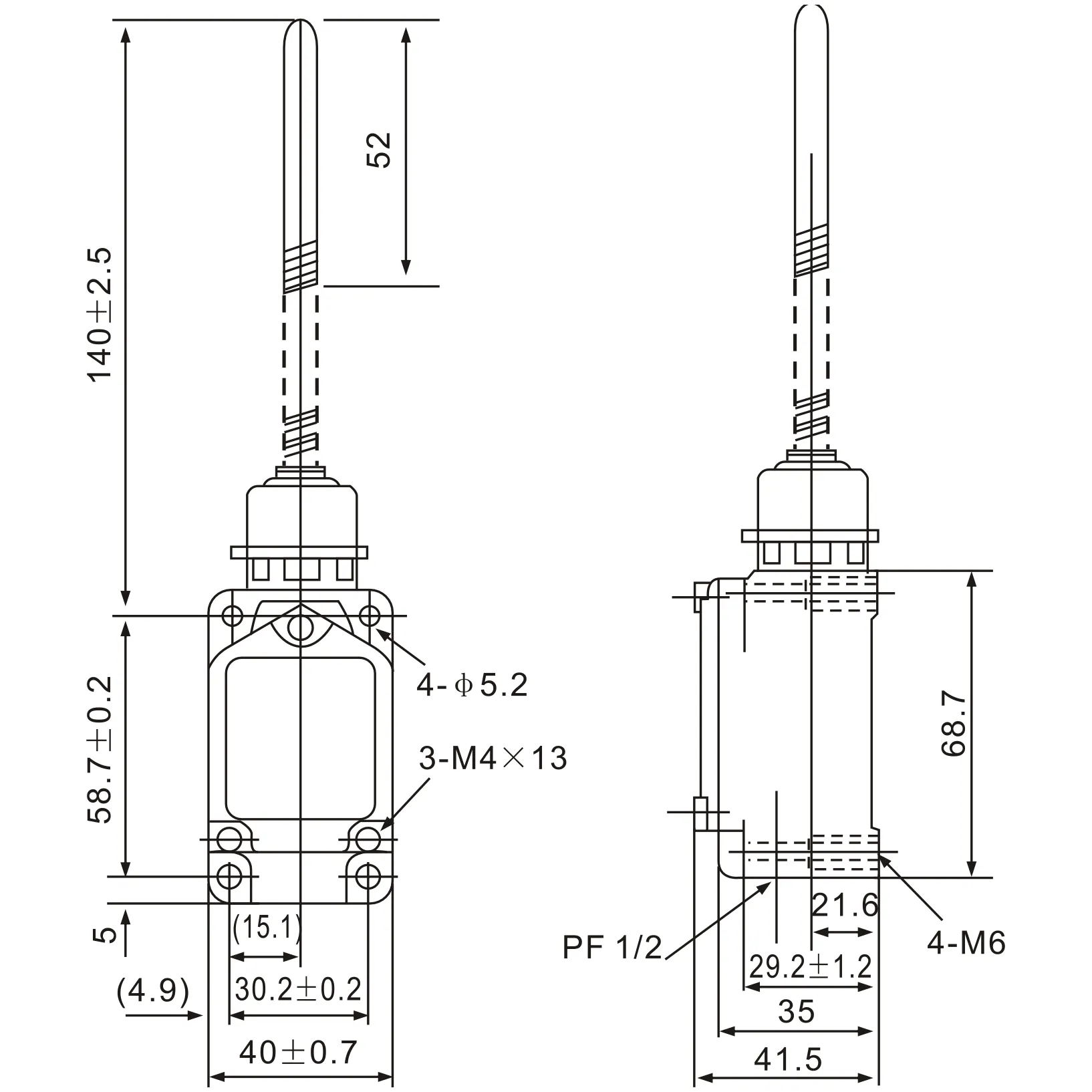 WLNJ-30 Stainless Steel Coil Spring Lever Limit Switch