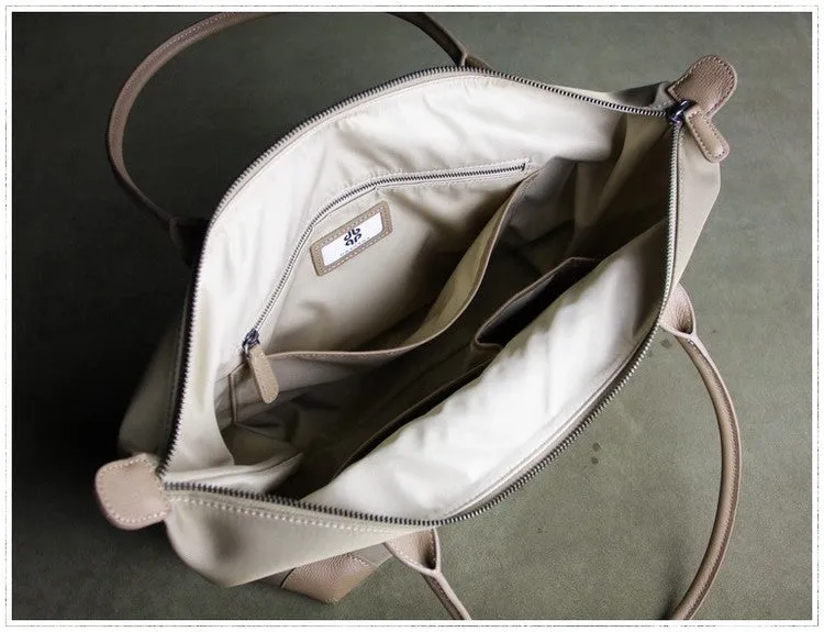 Womens Light Pink Nylon Shoulder Tote Small Pink Nylon Handbag Purse for Ladies