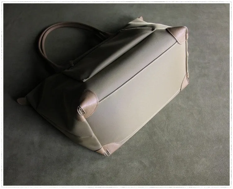 Womens Light Pink Nylon Shoulder Tote Small Pink Nylon Handbag Purse for Ladies