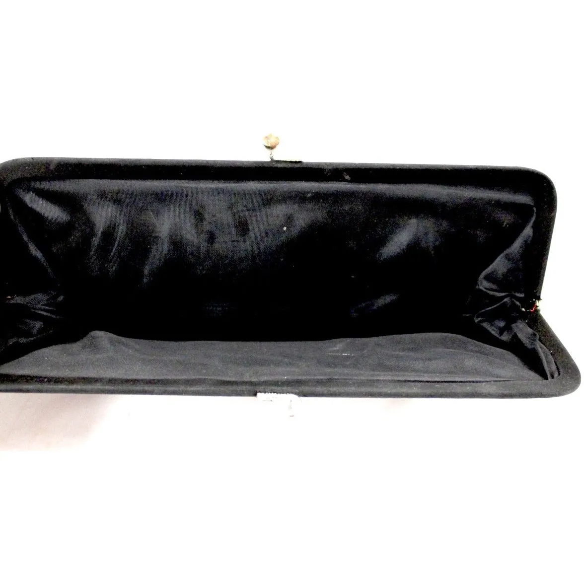 Womens Vintage Clutch Purse Bag Poinsettia Embroidery 1950s Black/Red