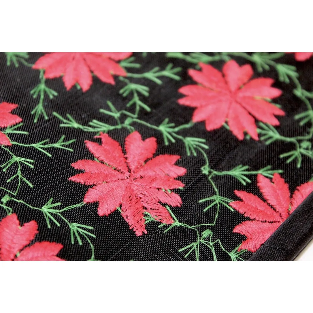 Womens Vintage Clutch Purse Bag Poinsettia Embroidery 1950s Black/Red