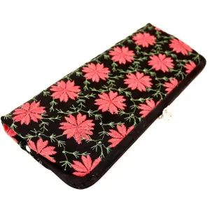 Womens Vintage Clutch Purse Bag Poinsettia Embroidery 1950s Black/Red