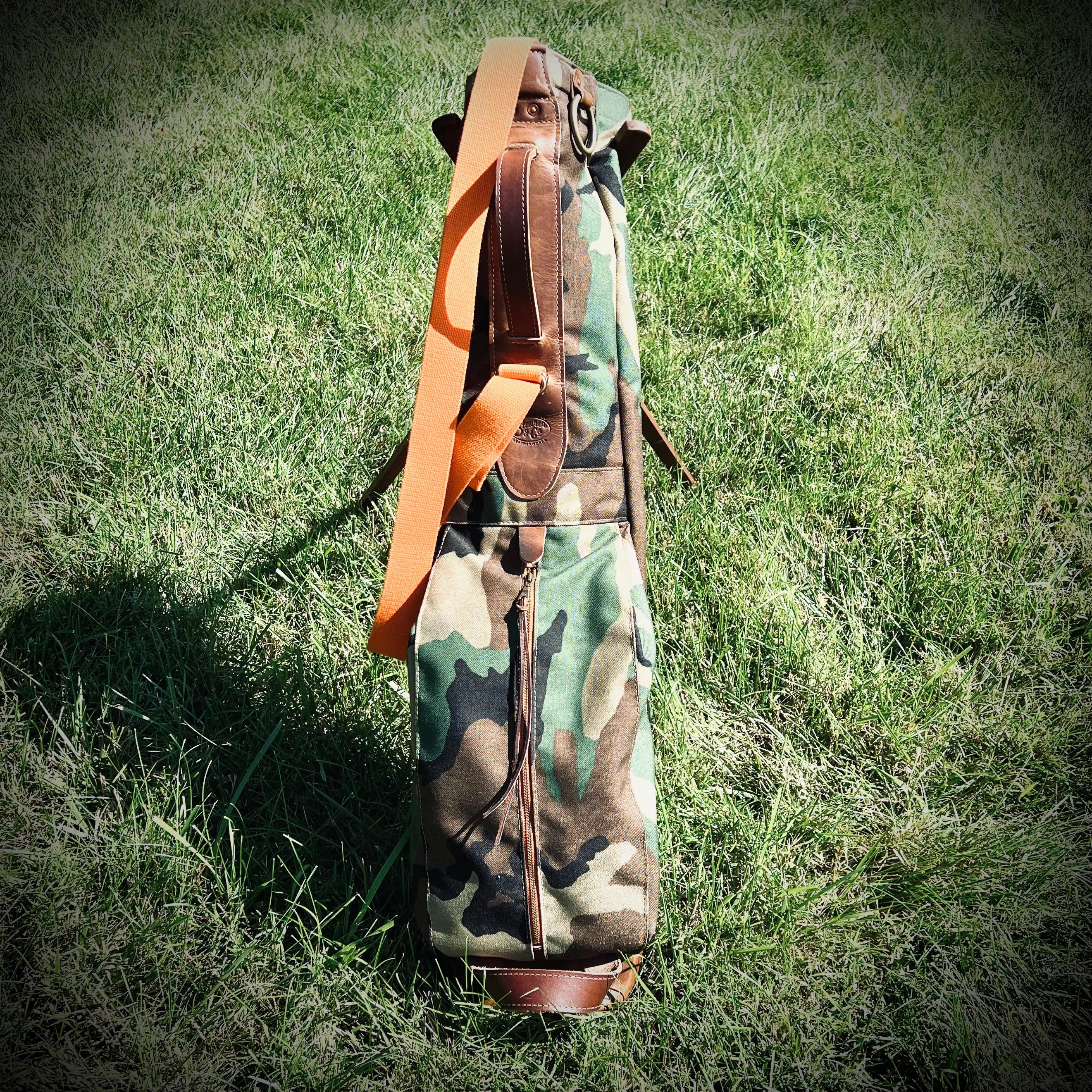 Woodland Camo/English Tan Cordura Sunday Golf Bag