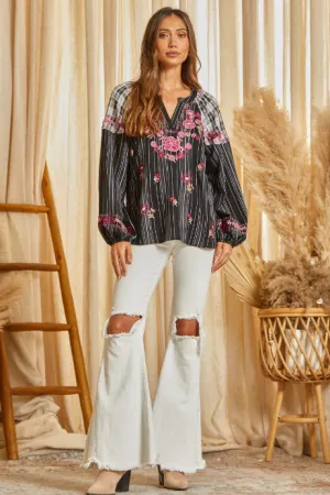 Wrenlee Woven Top with Shoulder Panel