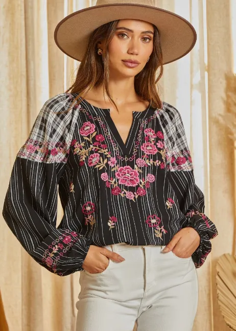 Wrenlee Woven Top with Shoulder Panel