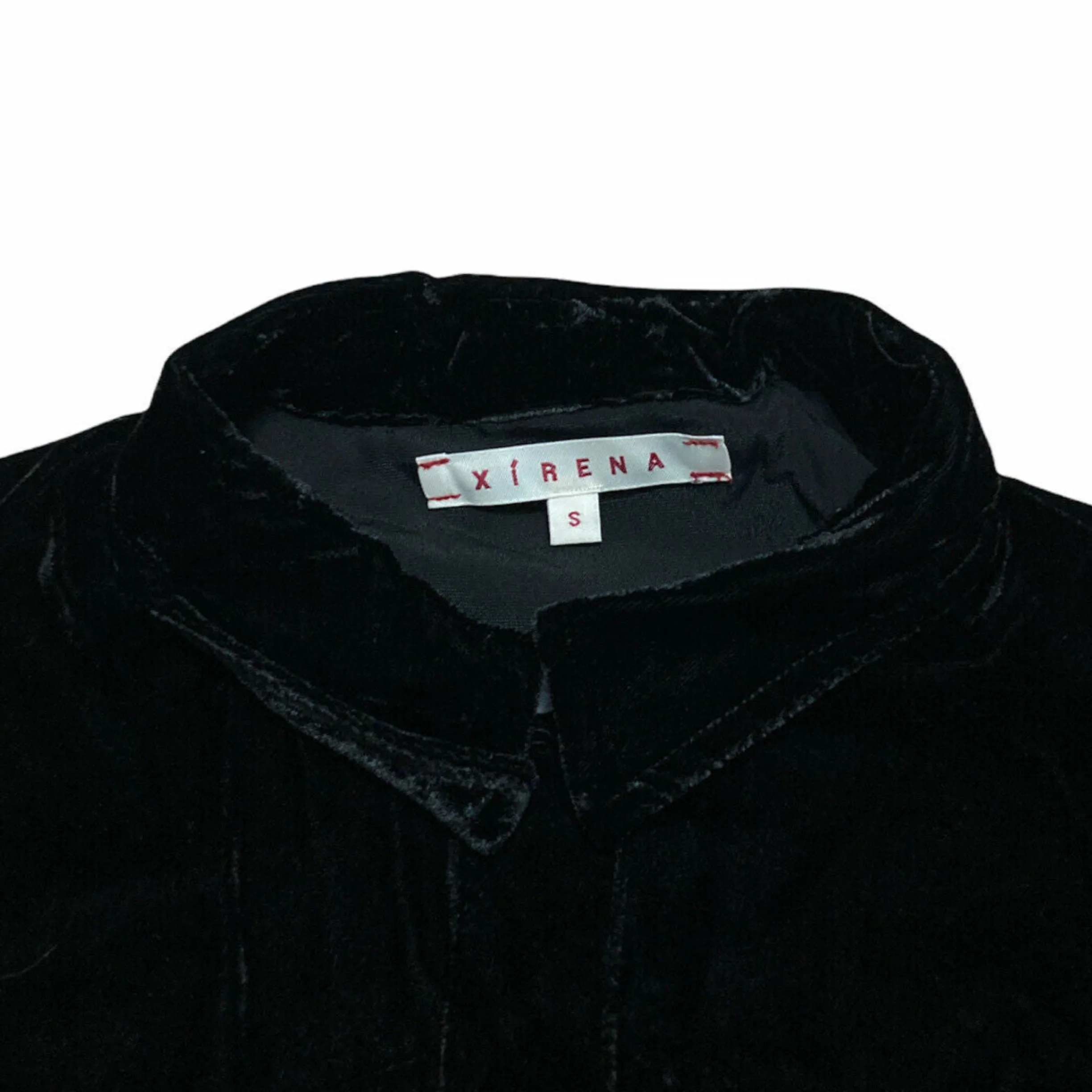 XIRENA Black Vintage Carrington Velvet Snap Front Long Sleeve Shirt Top Size S