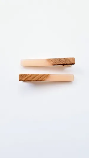 Yemi Wooden Acrylic Bar Hair Clip Set | Blush Pink