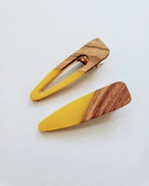Yemi Wooden Acrylic Hair Clips | Melon