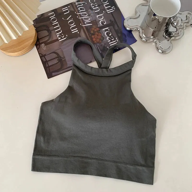 Yoga Top For Women Loose Fit Workout Crop Tops Tank Gym Wear Fitness Sleeveless Cami Sport Shirts Running Vest Built In Bra
