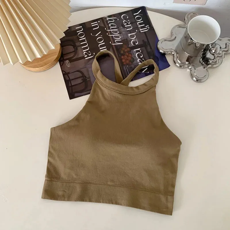 Yoga Top For Women Loose Fit Workout Crop Tops Tank Gym Wear Fitness Sleeveless Cami Sport Shirts Running Vest Built In Bra