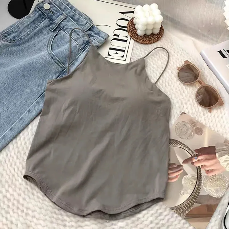 Yoga Top For Women Loose Fit Workout Crop Tops Tank Gym Wear Fitness Sleeveless Cami Sport Shirts Running Vest Built In Bra