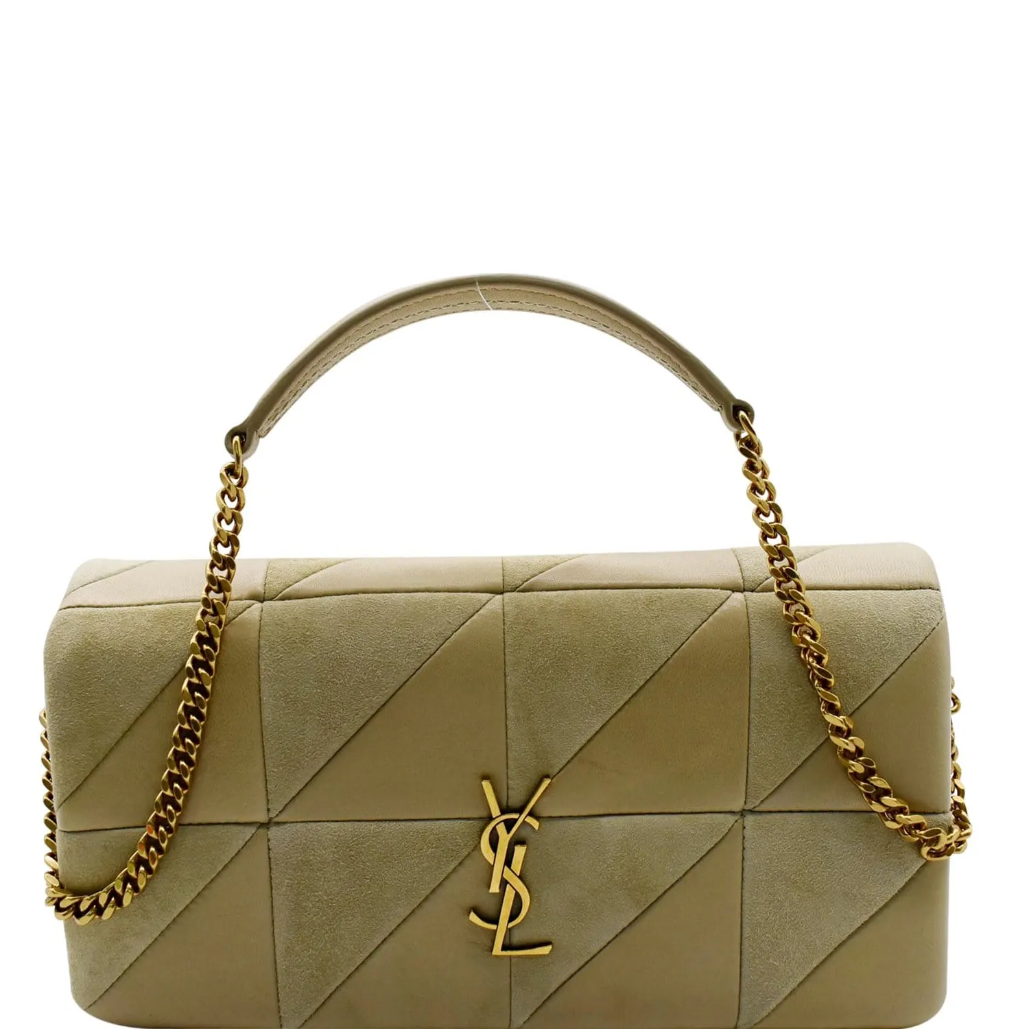 YVES SAINT LAURENT Jamie Suede Leather Shoulder Bag Sea Salt