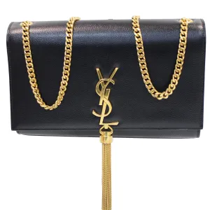 YVES SAINT LAURENT Kate Medium Grain De Poudre Crossbody Bag Black