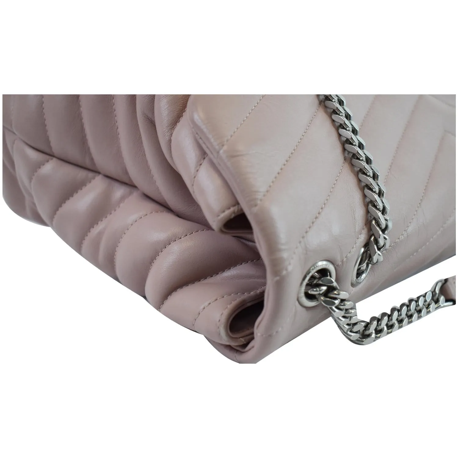 YVES SAINT LAURENT Large Loulou Calfskin Matelasse Chain Shoulder Bag Pink