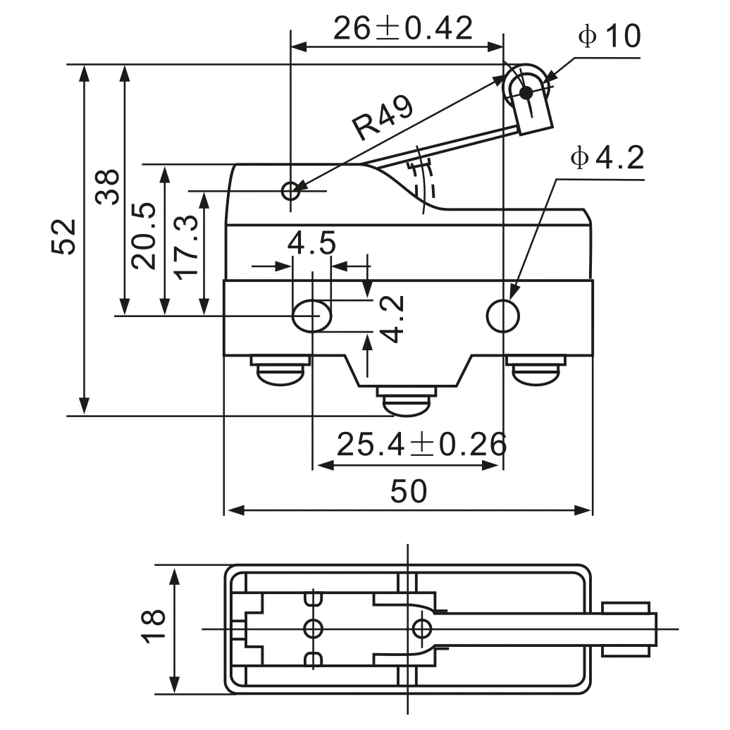 Z-15GW2-B Multi-Purpose Screw Terminal Actuator Micro Limit Switch