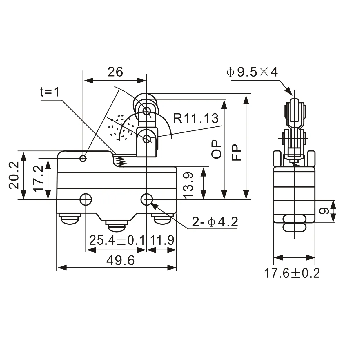 Z-15GW2277-B Screw-Action Micro Limit Switch