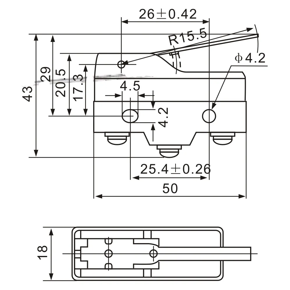 Z-15HW78-B Hinge Lever Toggle with Screw Terminals Limit Switch