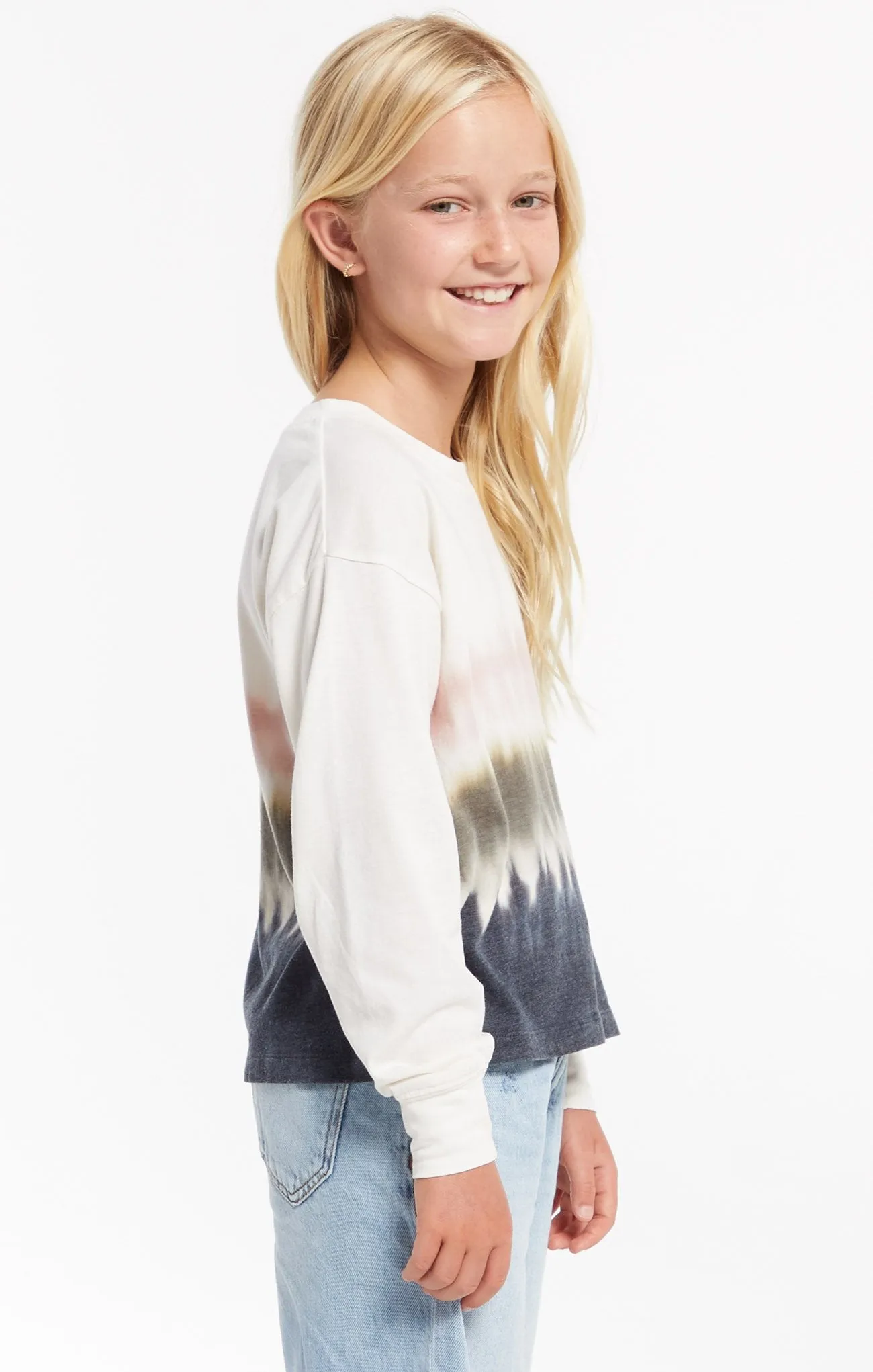 Z Supply Girls Kaiya Stripe Tie Dye L/S