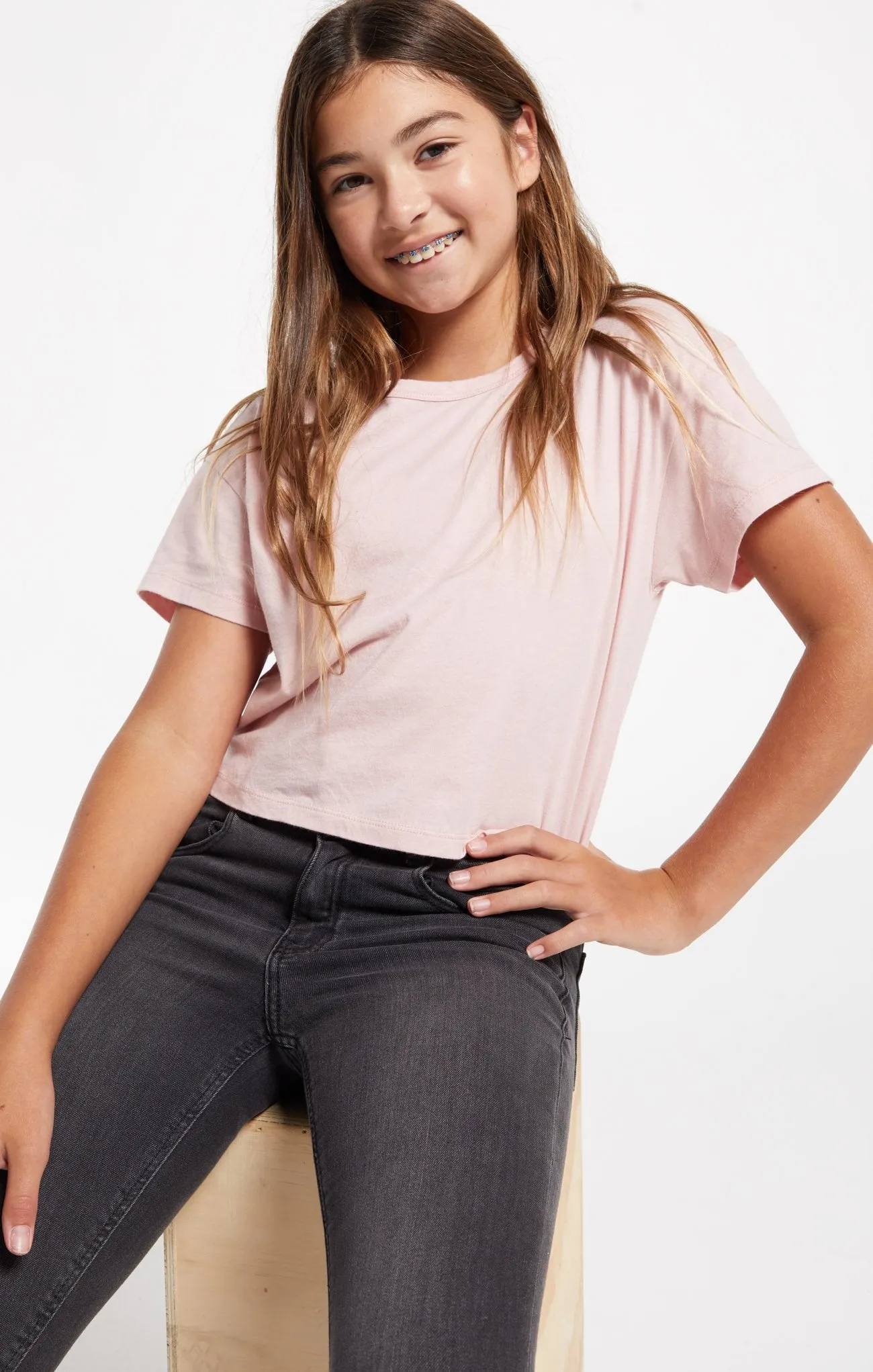 Z Supply Girls Nattie Organic Skimmer Tee - Pale Mauve