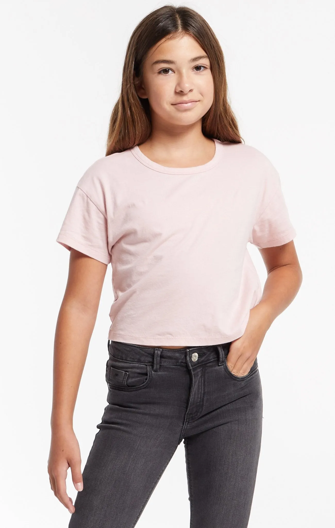 Z Supply Girls Nattie Organic Skimmer Tee - Pale Mauve