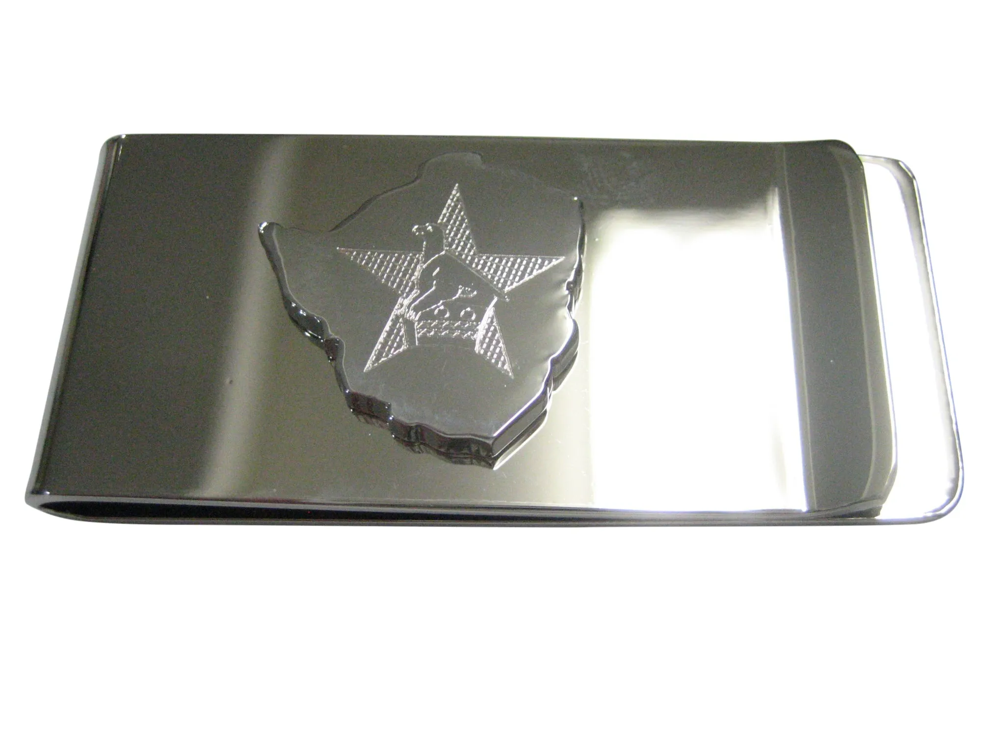 Zimbabwe Map Shape and Flag Design Money Clip