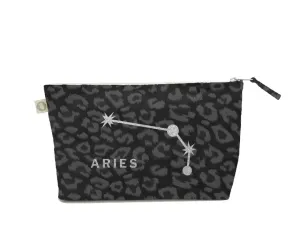 Zodiac Black Leopard Large Makeup Bag  - Aries