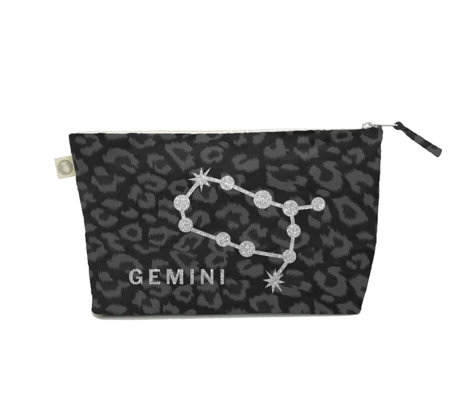 Zodiac Black Leopard Large Makeup Bag  - Gemini